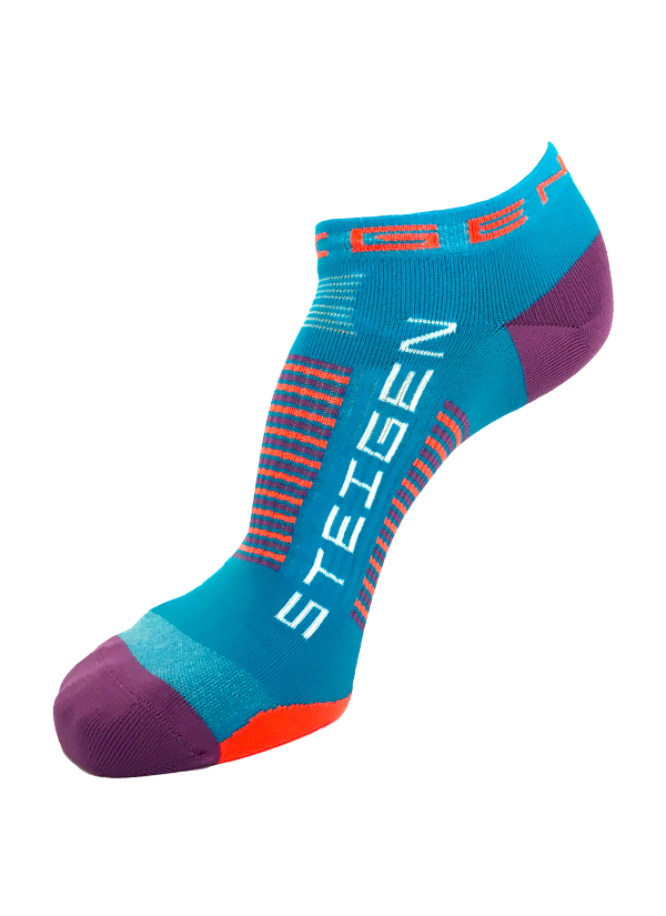 blue, orange and purple steigen running socks